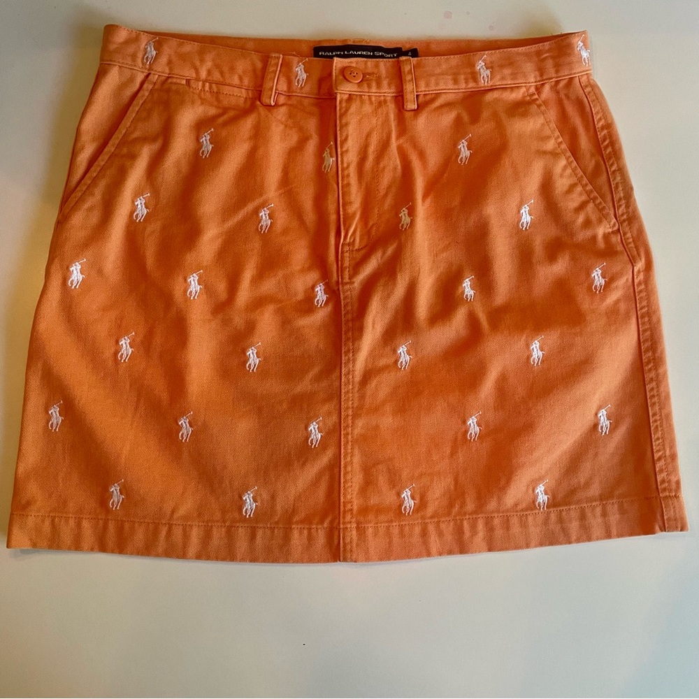 Ralph Lauren Orange Polo Embroidered Mini Skirt